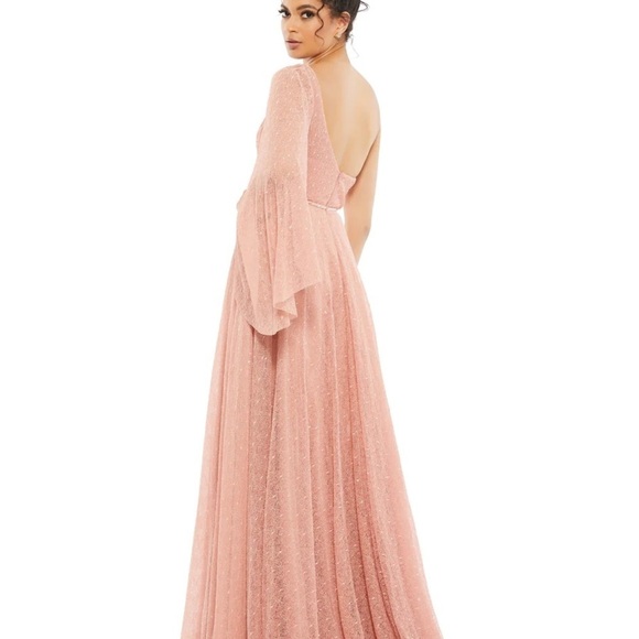 Mac Duggal 11244 NWT LACE ONE SHOULDER ILLUSION SLEEVE A LINE GOWN - Picture 2 of 7